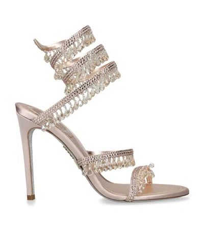 René Caovilla Satin Chandelier Sandals 105 In Pink
