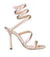 René Caovilla Snake-wrap Satin Stiletto Sandals In Nude