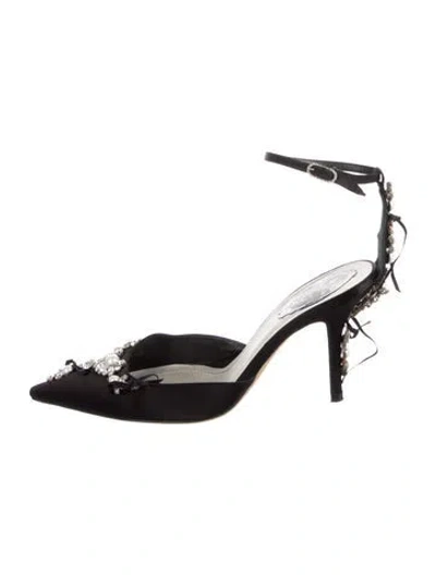 Pre-owned René Caovilla Satin Crystal Embellishments D'orsay Pumps In Black