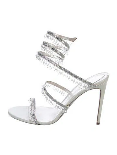 Pre-owned René Caovilla Satin Crystal Embellishments Gladiator Sandals