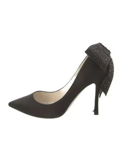 Pre-owned René Caovilla Satin Crystal Embellishments Pumps In Black