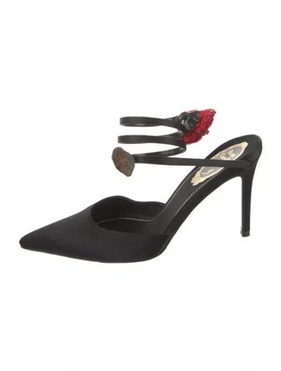 Pre-owned René Caovilla Satin Crystal Embellishments Pumps In Black