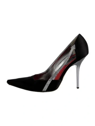Pre-owned René Caovilla Satin Crystal Embellishments Pumps In Black