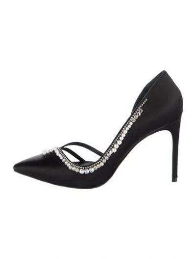 Pre-owned René Caovilla Satin Crystal Embellishments Pumps In Black