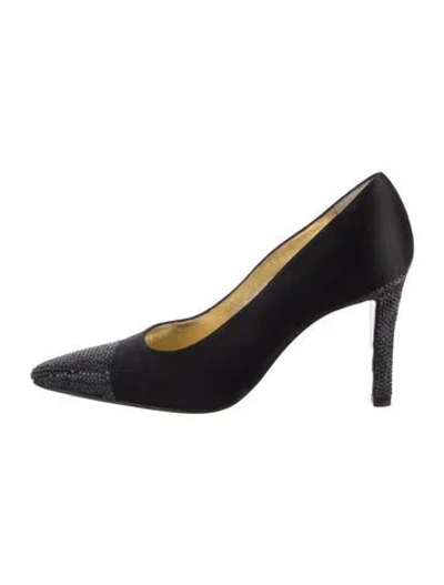 Pre-owned René Caovilla Satin Crystal Embellishments Pumps In Blue