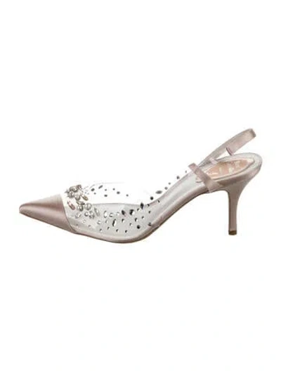 Pre-owned René Caovilla Satin Crystal Embellishments Pumps In Pink