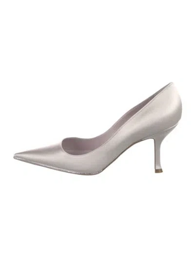 Pre-owned René Caovilla Satin Crystal Embellishments Pumps W/ Tags In Grey