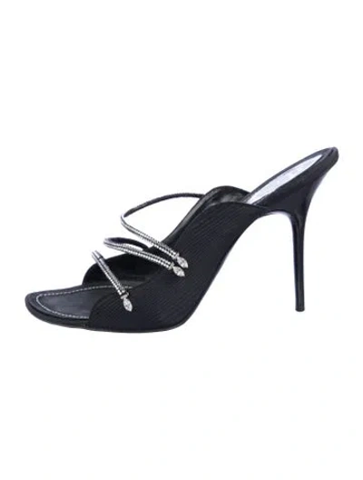 Pre-owned René Caovilla Satin Crystal Embellishments Sandals In Multi