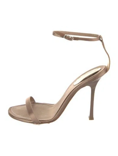 Pre-owned René Caovilla Satin Crystal Embellishments Sandals In Neutral