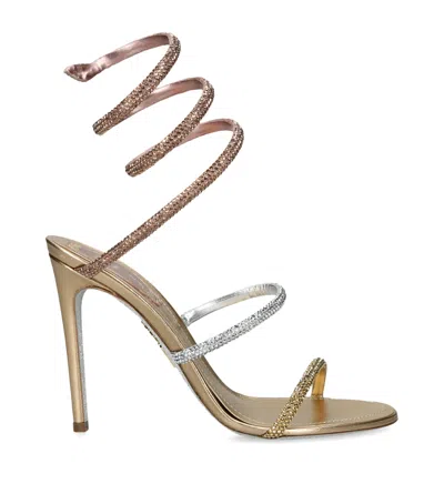 René Caovilla Satin Embellished Cleo Sandals 105 In Gold