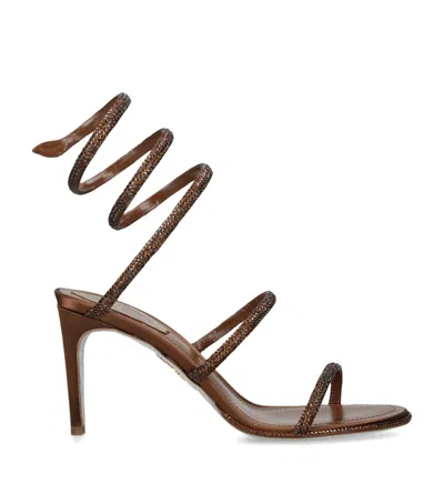 René Caovilla Satin Embellished Cleo Sandals 80 In Brown