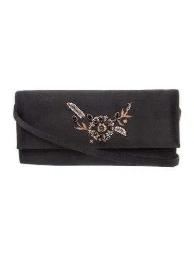 Pre-owned René Caovilla Satin Evening Bag In Black