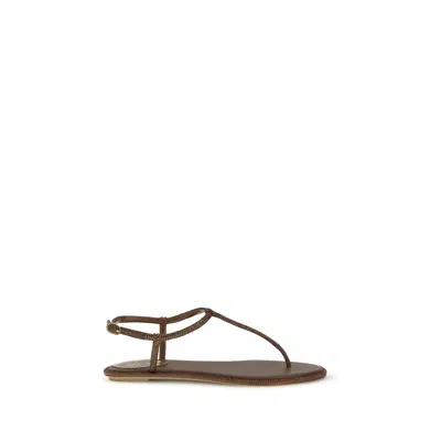 René Caovilla Rene Caovilla Satin Flat Women's Sandals In Multi