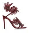 René Caovilla Satin Floral Cleo Sandals 105 In Burgundy