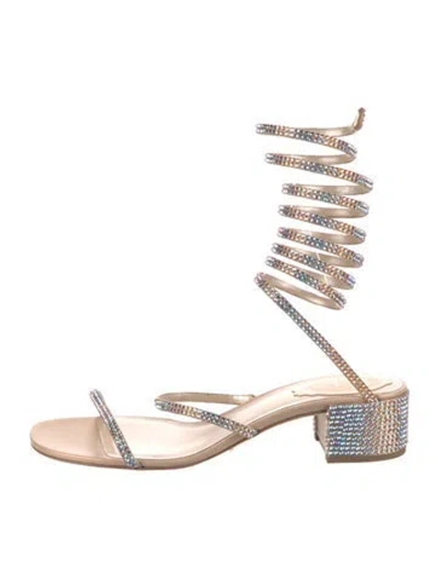 Pre-owned René Caovilla Satin Gladiator Sandals In Neutral