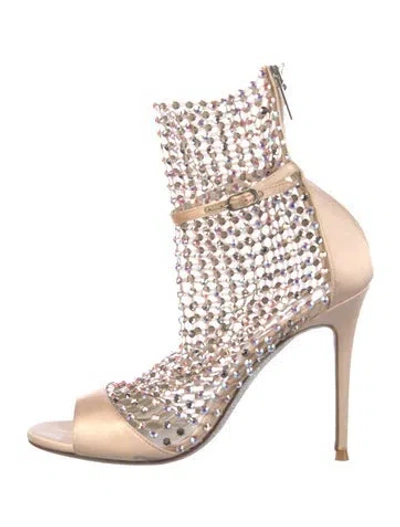 Pre-owned René Caovilla Satin Glitter Accents Sandals In Pink