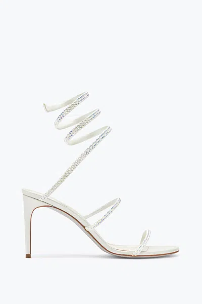 René Caovilla Satin Jewel Sandals Cleo In White