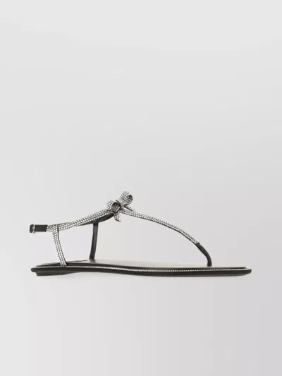 René Caovilla Satin Leather Sandals Bow Detail In R001v065
