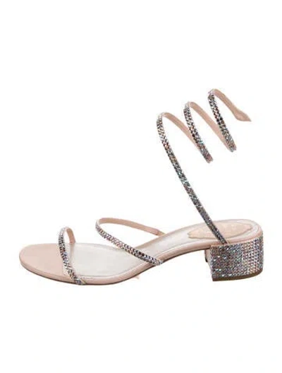 Pre-owned René Caovilla Satin Patterned Gladiator Sandals In Pink