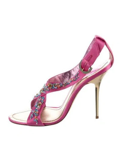 Pre-owned René Caovilla Satin Patterned Pumps In Pink