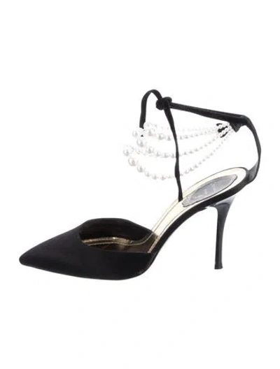 Pre-owned René Caovilla Satin Pumps In Black