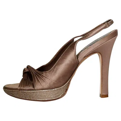 Pre-owned René Caovilla Satin Sandal Size 38 1/2 In Brown