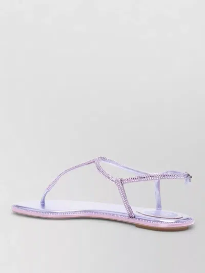 René Caovilla Satin Sandals Ankle Strap Rhinestone Straps Rubber In Purple