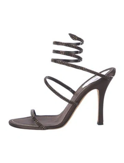 Pre-owned René Caovilla Satin Sandals In Brown