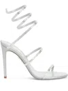 René Caovilla 105mm Cleo Satin Sandals In Silver
