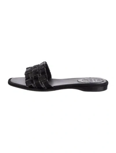 Pre-owned René Caovilla Satin Slides In Black