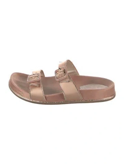 Pre-owned René Caovilla Satin Slides In Neutral
