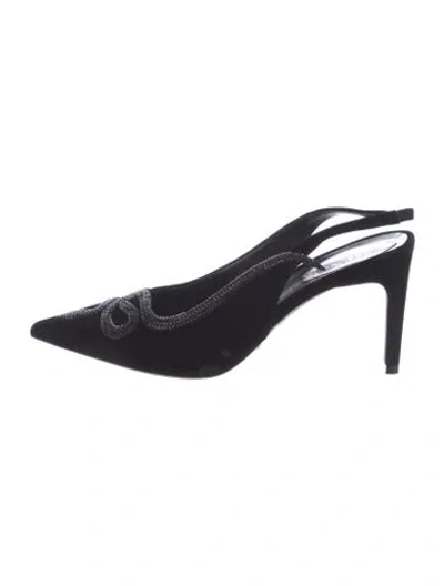 Pre-owned René Caovilla Satin Slingback Pumps In Black