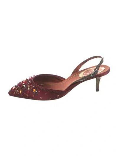 Pre-owned René Caovilla Satin Slingback Pumps In Transparent
