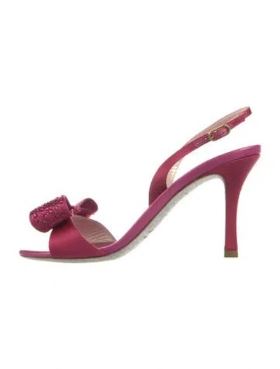 Pre-owned René Caovilla Satin Slingback Sandals In Pink
