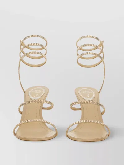 René Caovilla Satin Strappy Open Toe Pumps