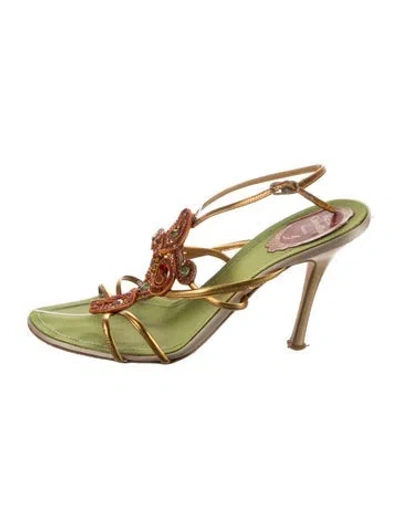 Pre-owned René Caovilla Satin T-strap Sandals