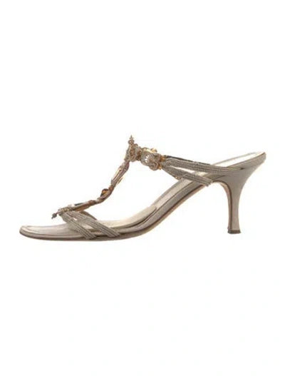 Pre-owned René Caovilla Satin T-strap Sandals