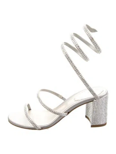 Pre-owned René Caovilla Sequins Crystal Embellishments Sandals In Gray