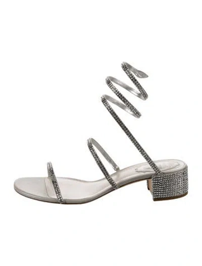 Pre-owned René Caovilla Sequins Crystal Embellishments Sandals In Silver