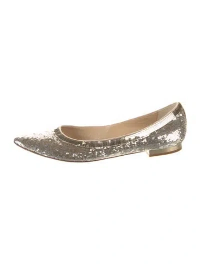 Pre-owned René Caovilla Sequins Sequin Embellishments Ballet Flats In Gold