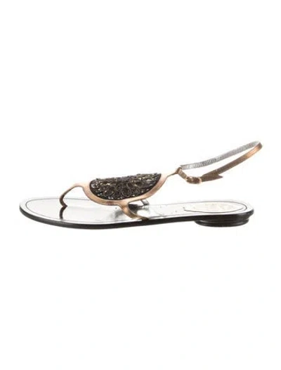 Pre-owned René Caovilla Sequins Slingback Sandals In Black