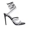 René Caovilla Chandelier 105 Rhinestone Embellished Sandals In Black