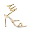 René Caovilla Juniper 80mm Metallic-leather Sandals In Gold