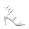René Caovilla Cleo Crystal-embellished Leather Heeled Sandals In Grey/silver