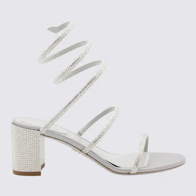René Caovilla Silver Crystal Leather Cleo Sandals
