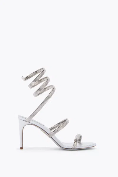 René Caovilla Silver Lamb/silver Metal Snake Sandal