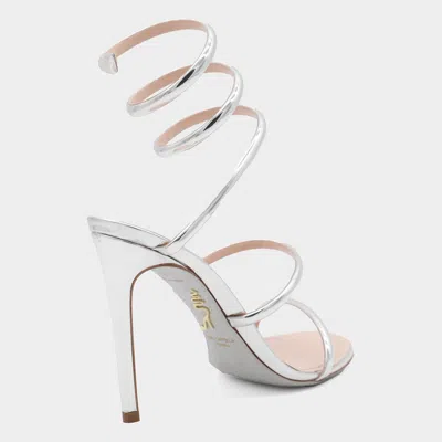 René Caovilla Silver Leather Sandals In Multi
