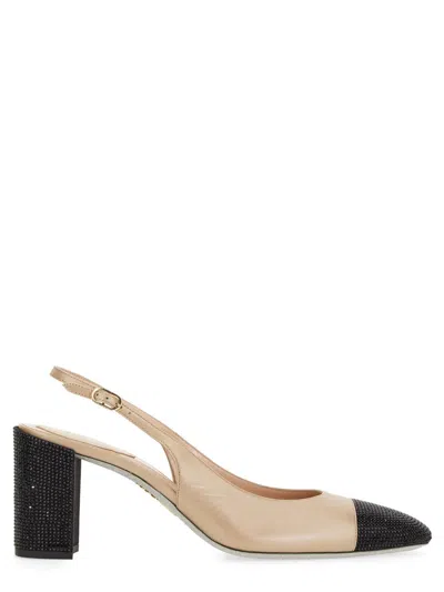 René Caovilla Rene Caovilla Sling Back With Rhinestones In Neutral