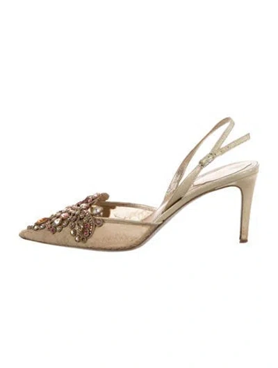 Pre-owned René Caovilla Slingback Pumps In Yellow