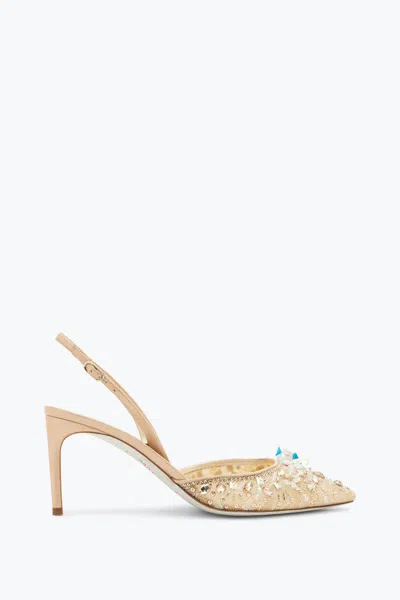 René Caovilla Slingback With Jewel Stones Cinderella In Sand